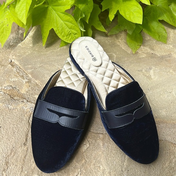 Birdies Shoes - Birdies Phoebe Blue Velvet Slip-On Penny Loafer